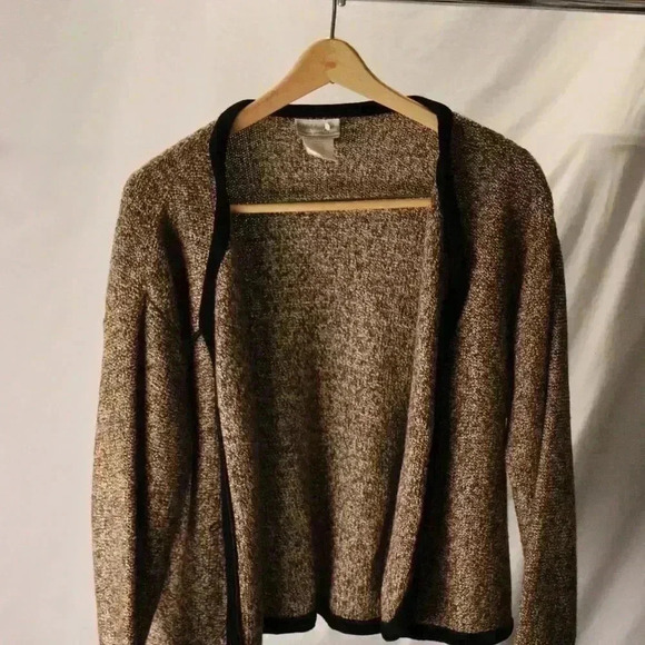 Coldwater Creek size M double button close knit cardigan NWOT unique retro brown - Picture 3 of 14